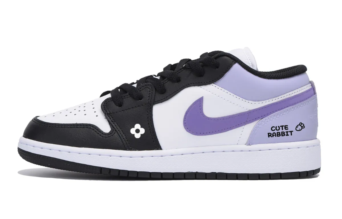 Jordan Air Jordan 1 Low top Vintage Basketball Shoes Men's White Purple