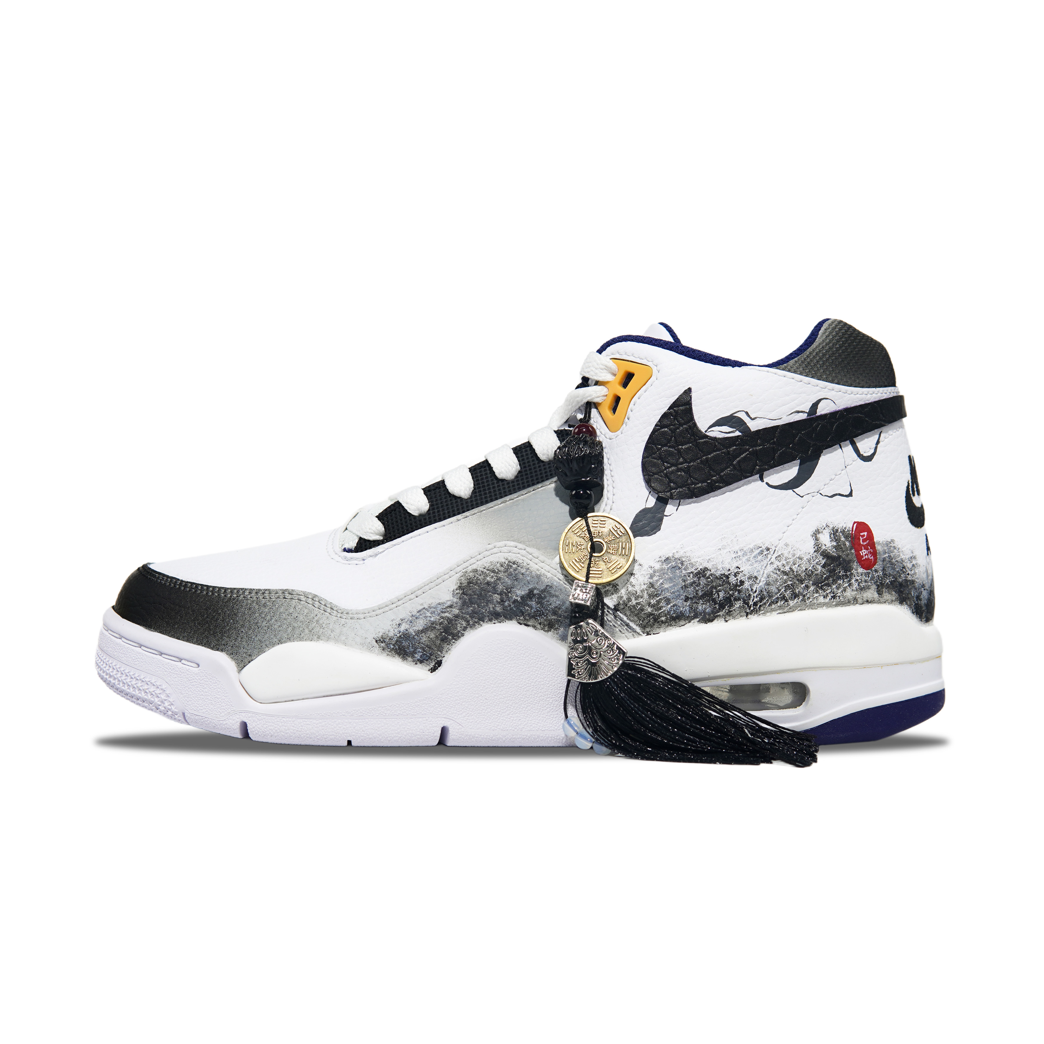 Nike Flight Legacy Cushioning Slip Resistant Abrasion Resistant Waterproof Mid top Vintage Basketball Shoes Men’s White