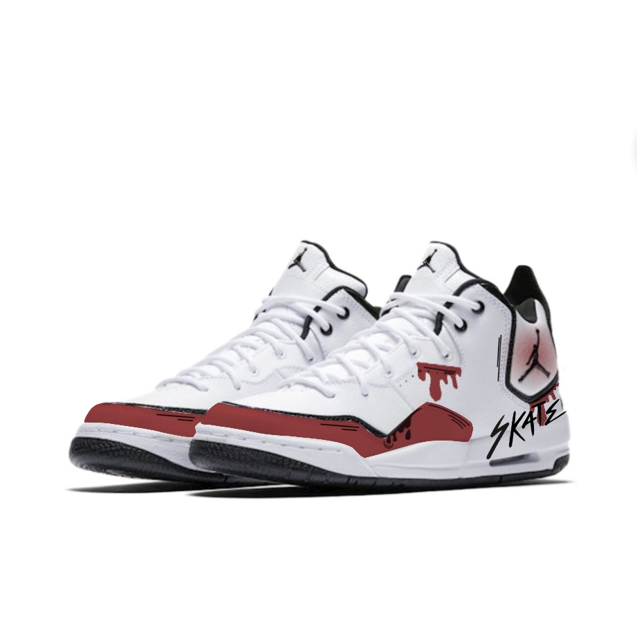 Jordan Courtside 23 Abrasion Resistant Mid top Vintage Basketball Shoes Unisex White Red
