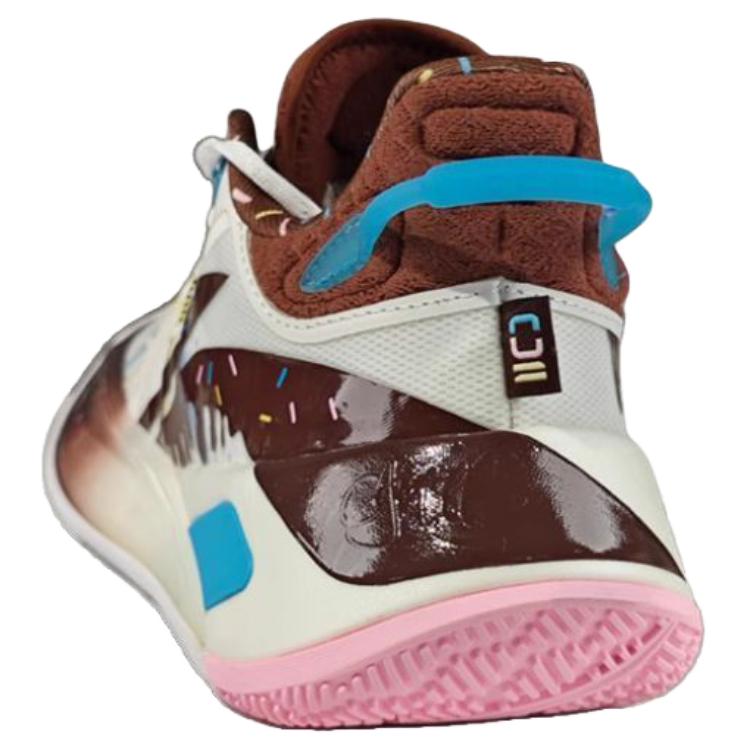 Li Ning CJ 2 Donut Comfortable Cushioning Lightweight Rebound Low top Basketball Shoes Men’s White Brown