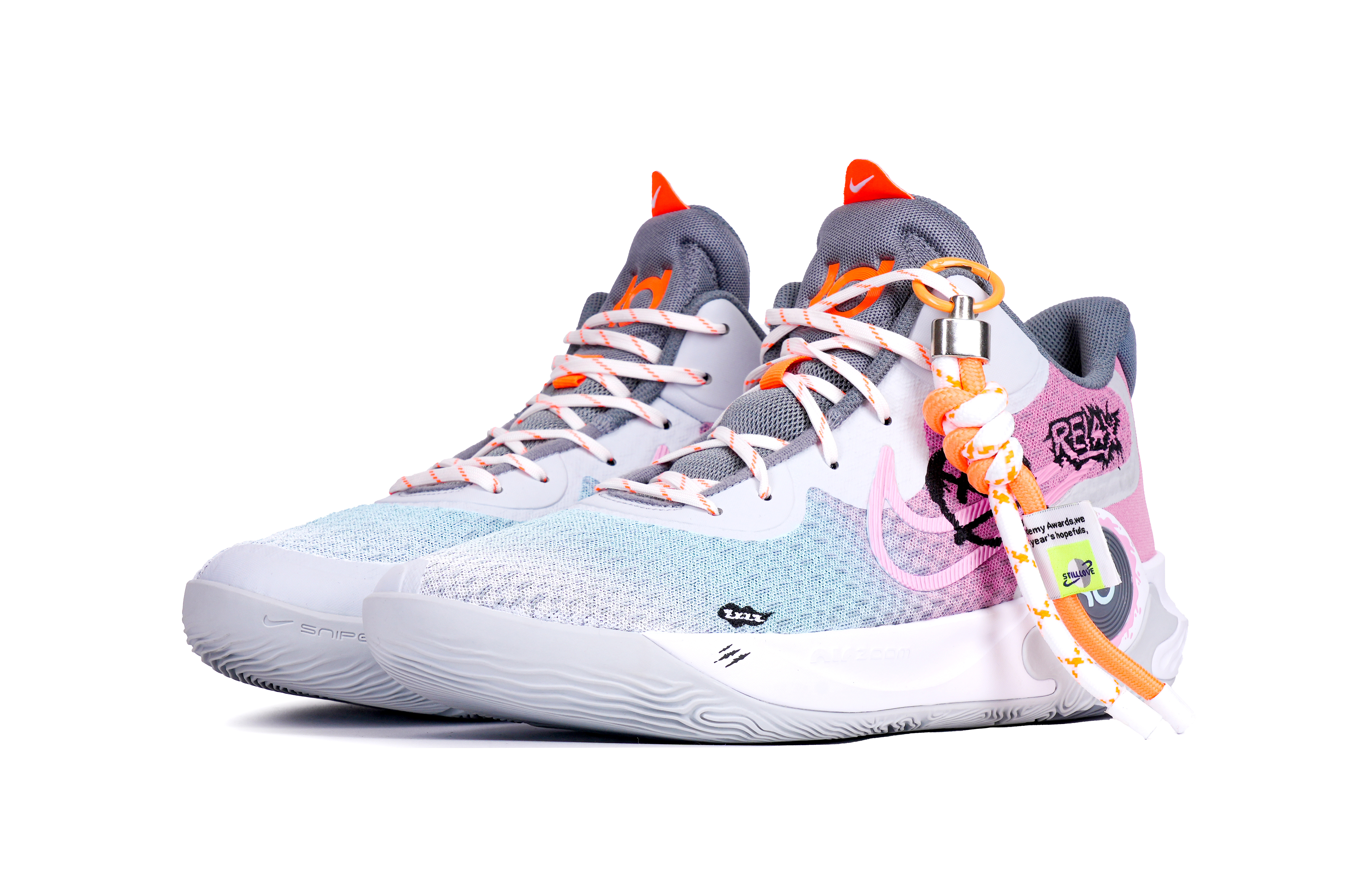 Nike KD Trey 5 IX Cushioning Abrasion Resistant Breathable Mid top Basketball Shoes Unisex Pink Blue