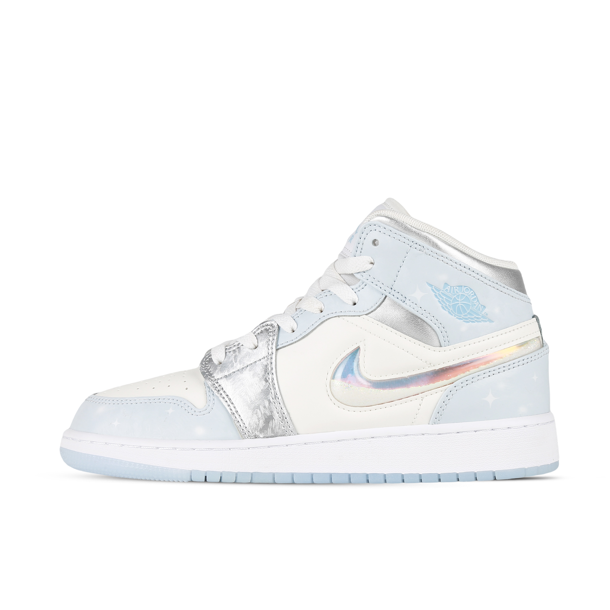 Jordan Air Jordan 1 Vintage Basketball Shoes Women's Mid Top Blue White Silver