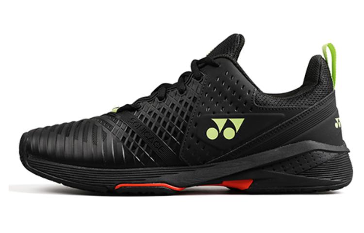 YONEX Power Cushion Sonicage 3 Textile, Leather Breathable Low top Tennis Shoes Unisex Black Cyan Lime Green