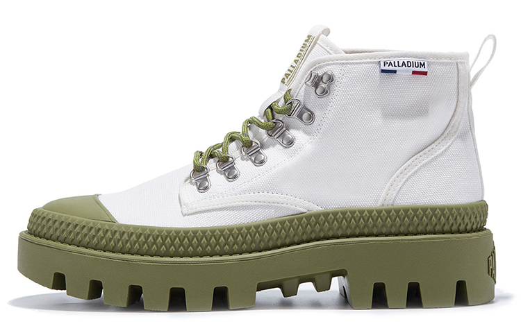 Palladium Pampa Abrasion Resistant High top Canvas Shoes Unisex Bright White Green