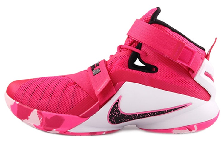Nike Zoom soldier 9 breast cancer practical comfort, anti-slip and lightweight, middle-top basketball shoes, men's white powder