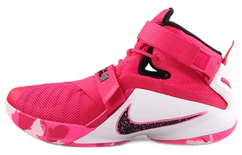 Nike Zoom soldier 9 breast cancer practical comfort, anti-slip and lightweight, middle-top basketball shoes, men's white powder