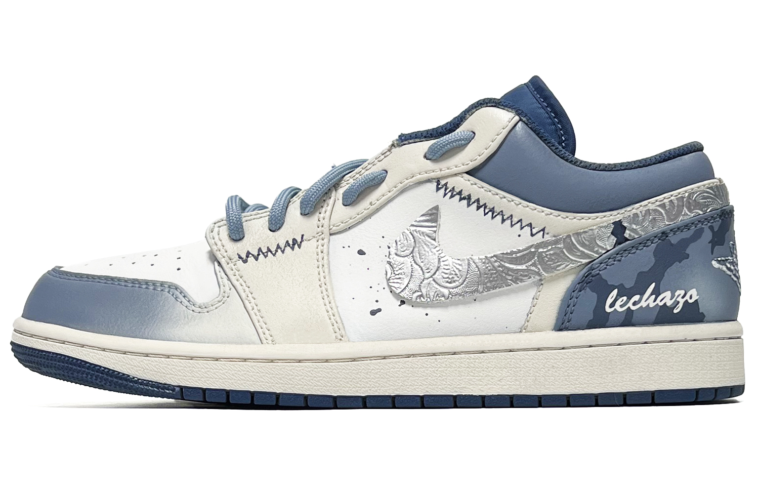 Jordan 1 Abrasion Resistant Low top Vintage Basketball Shoes Men’s Blue White