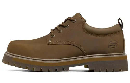 Skechers Casual Leather Shoes Men's Low Top Brown