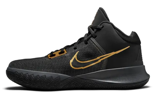 Nike Flytrap 4 Kyrie EP round toe, lace-up, shock-absorbing, non-slip, wear-resistant, low-cut, practical basketball shoes, men's style, black gold, domestic version
