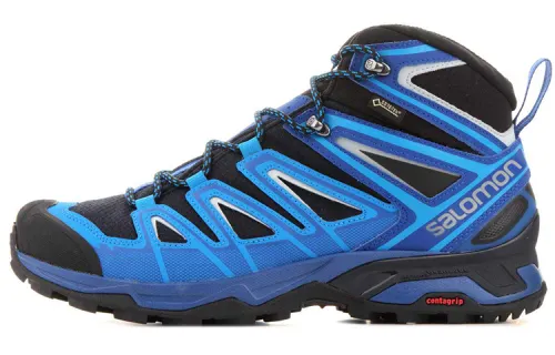 SALOMON X Ultra 3 Abrasion Resistant Mid top Mountaineering Hiking Shoes Men's Blue Black