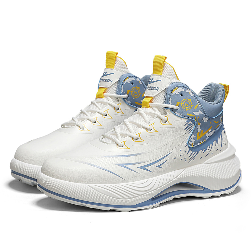 Warrior Cushioning Abrasion Resistant Breathable Coverage Height Increasing Rebound Mid top Basketball Shoes Men’s