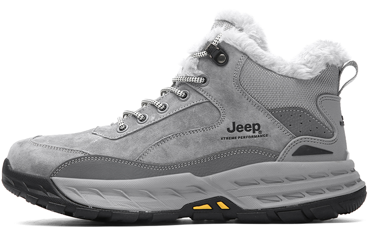 Jeep Fleece Lined Collection, Lightweight Thickened Thermal Slip Resistant Mountaineering Mid top Outdoor Shoes Men’s