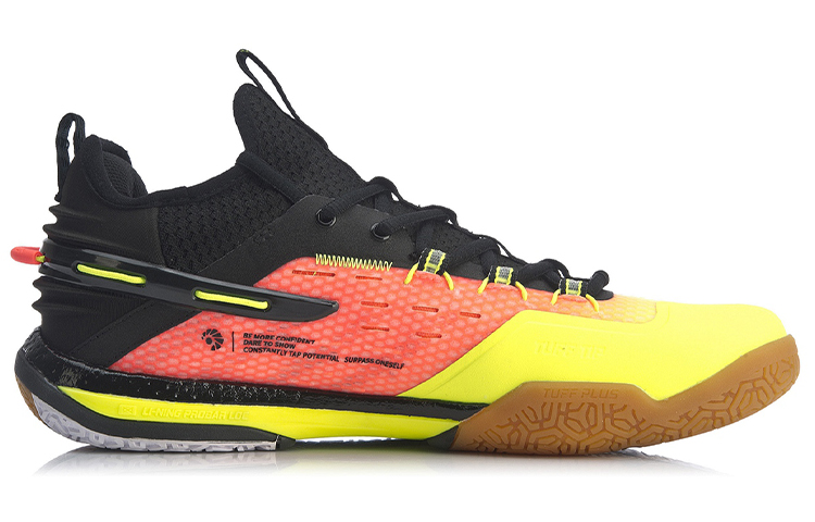 Li Ning Quick Start Saga Cushioning Support Rebound Badminton Shoes Men’s Fluorescent Orange Red