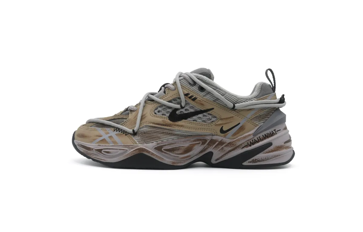 Nike M2K Tekno Slip Resistant Slip Resistant Low top Chunky Sneakers Unisex Gray Brown