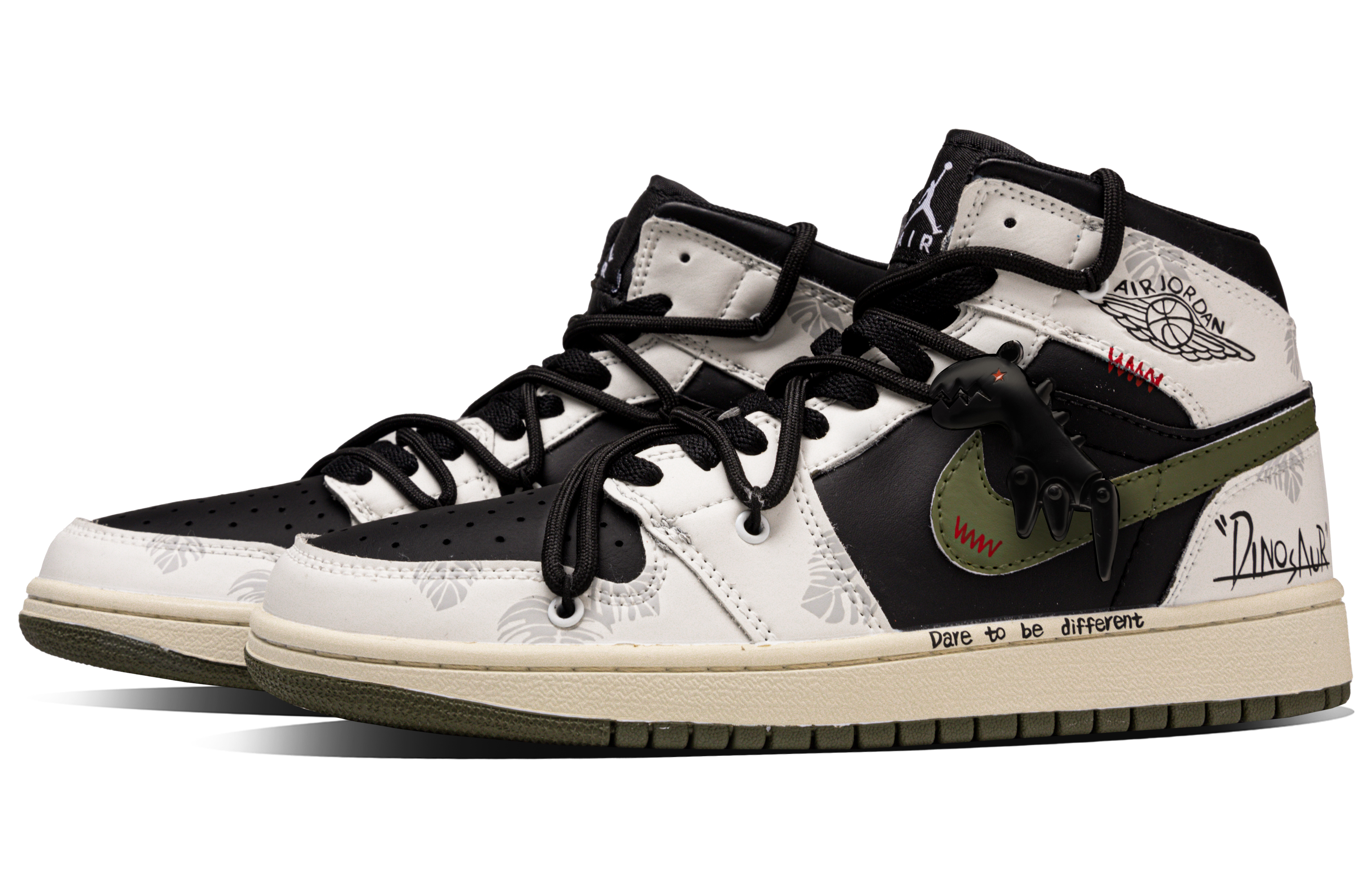 Jordan Air Jordan 1 Square Dragon Synthetic Leather Abrasion Resistant Mid top Vintage Basketball Shoes Unisex