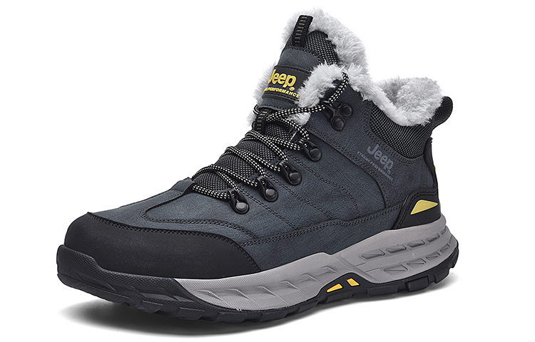 Jeep Fleece Lined Collection Thickened Cushioning Abrasion Resistant Coverage Support Thermal Mid top Outdoor Shoes