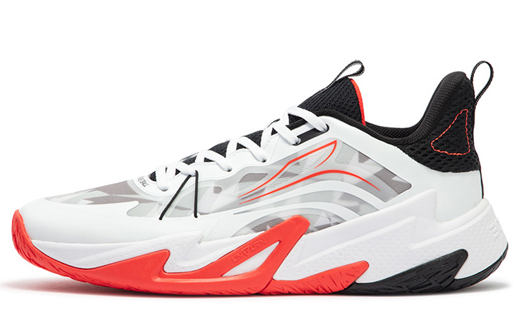 361° Basketball Shoes Men’s Low Top 361 Degrees White/Fluorescent Bright Dark Red