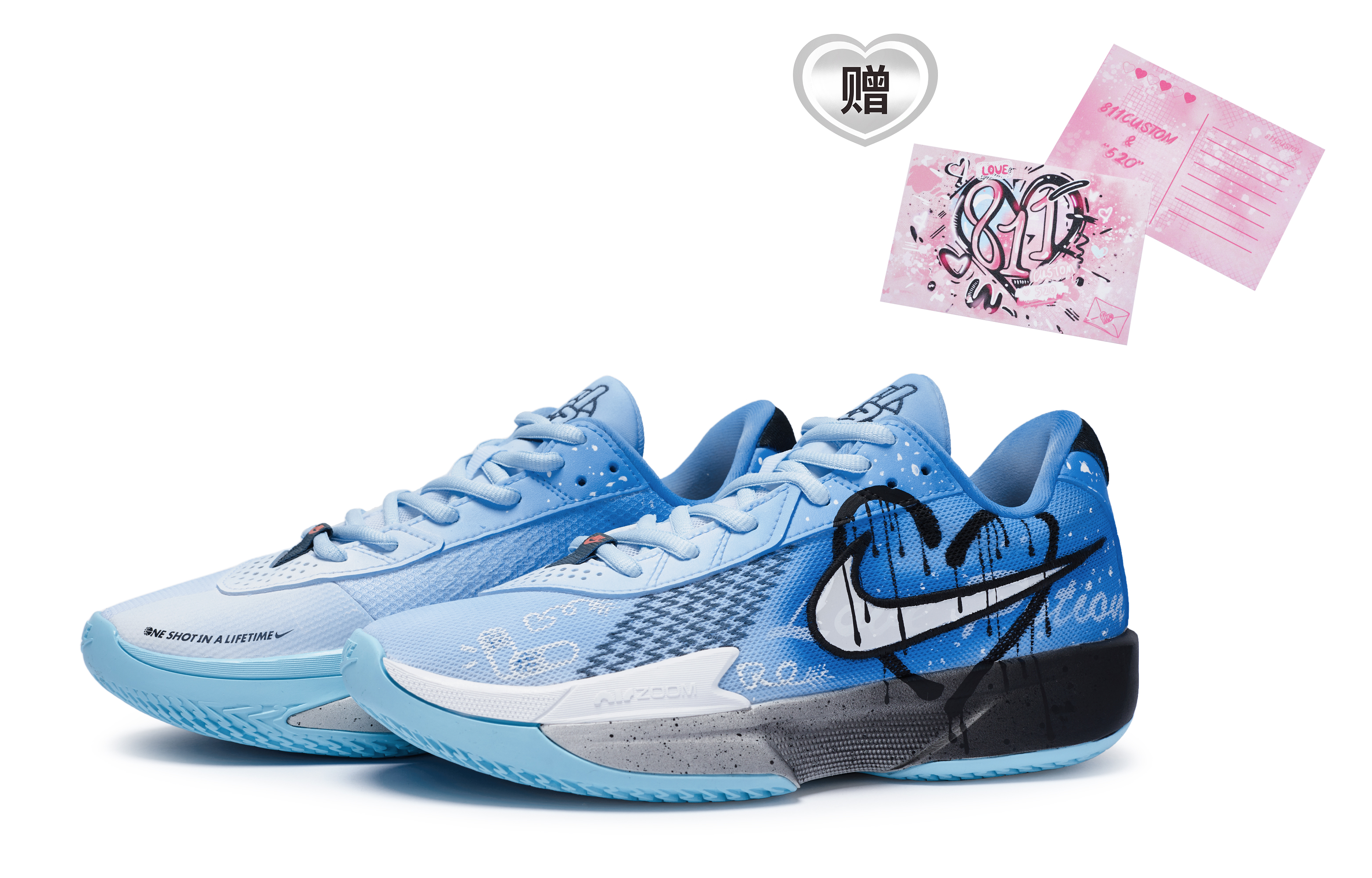 Nike Air Zoom G.T. Cut Academy 811 Manufacturing, Love Elixir Low top Basketball Shoes Unisex Blue White