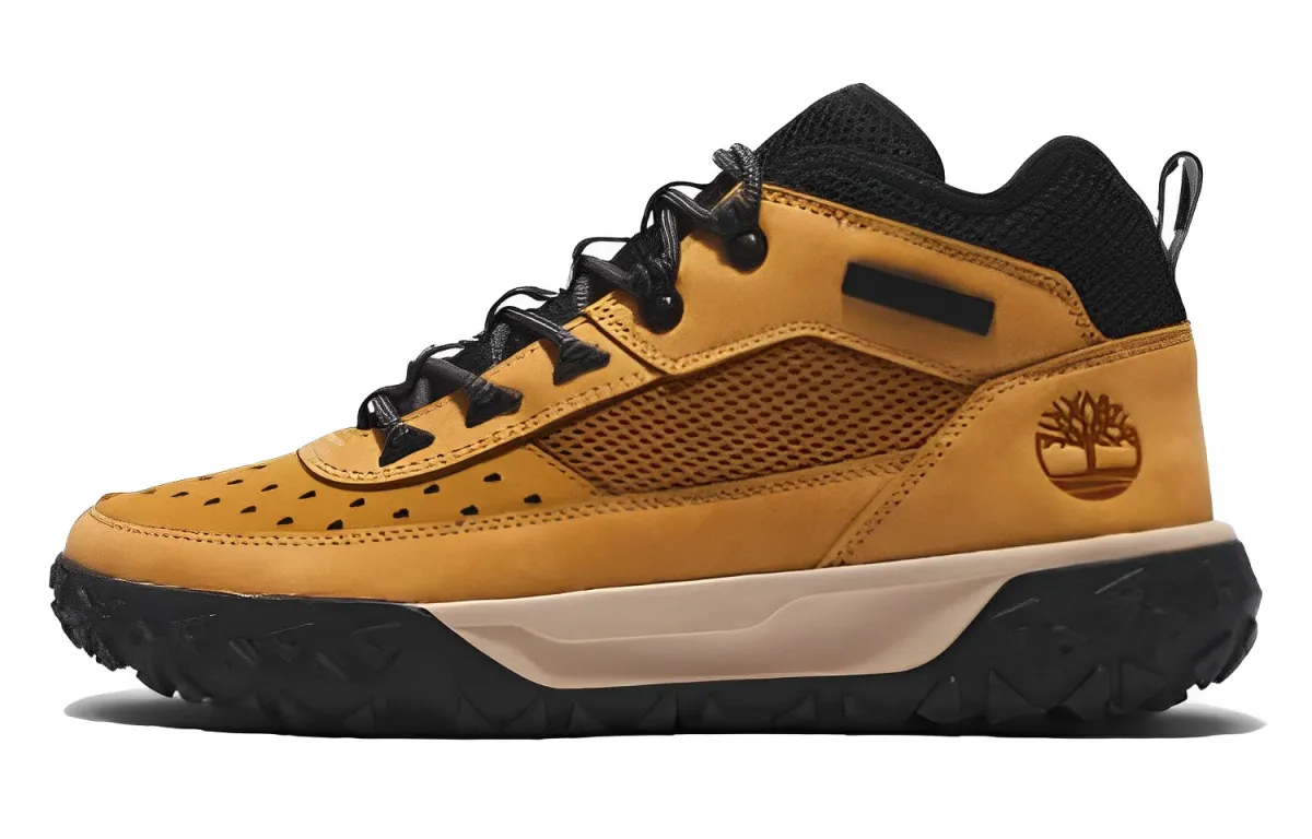 Timberland Motion 6 Leather Comfortable Breathable Mid top Mountaineering Shoes Men's Yellow Black