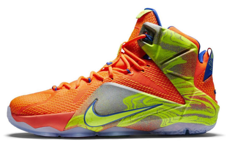 Мужские кроссовки Nike Nike Lebron 12 Six Meridians (оранжево-зеленые)