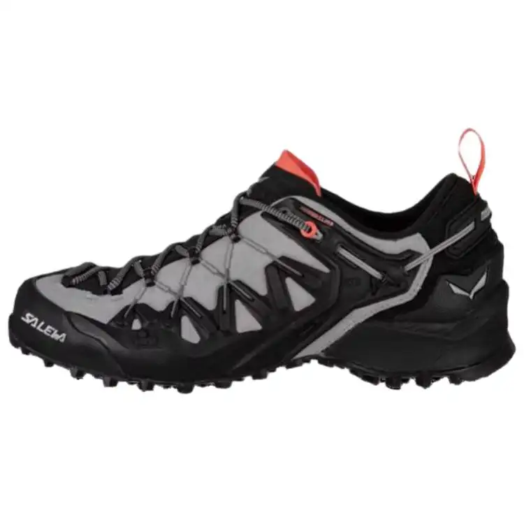 SALEWA Cushioning Slip Resistant Abrasion Resistant Waterproof Low top Hiking Shoes Women's Gray Black