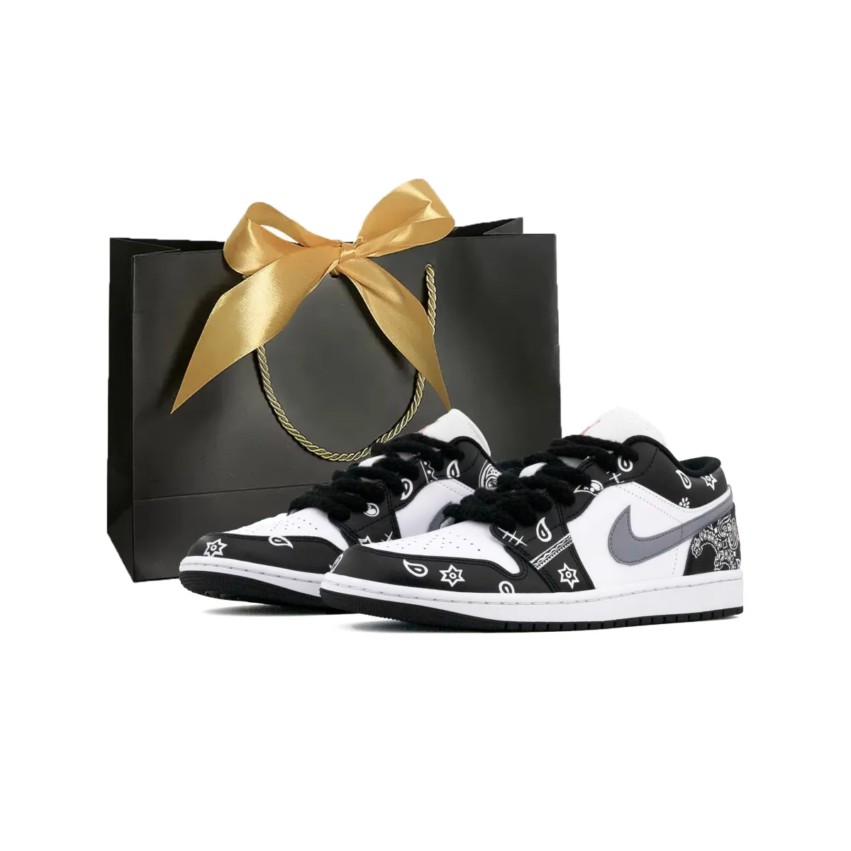 Jordan Air Jordan 1 Leather Low top Vintage Basketball Shoes Unisex Black