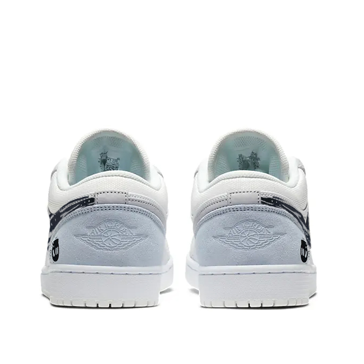Jordan Air Jordan 1 Cushioning Slip Resistant Abrasion Resistant Low top Vintage Basketball Shoes Unisex White Gray