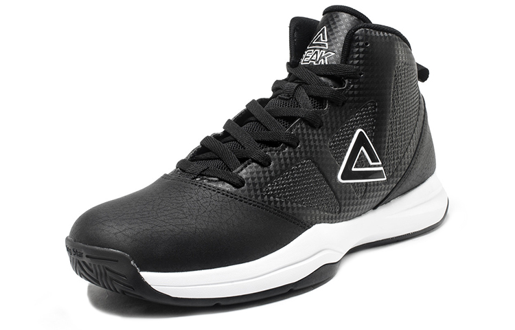 PEAK High top Fabric Cushioning Slip Resistant Abrasion Resistant Basketball Shoes Men’s Black White