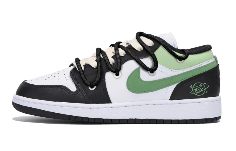 Jordan Air Jordan 1 Abrasion Resistant Low top Vintage Basketball Shoes Men's Black Green