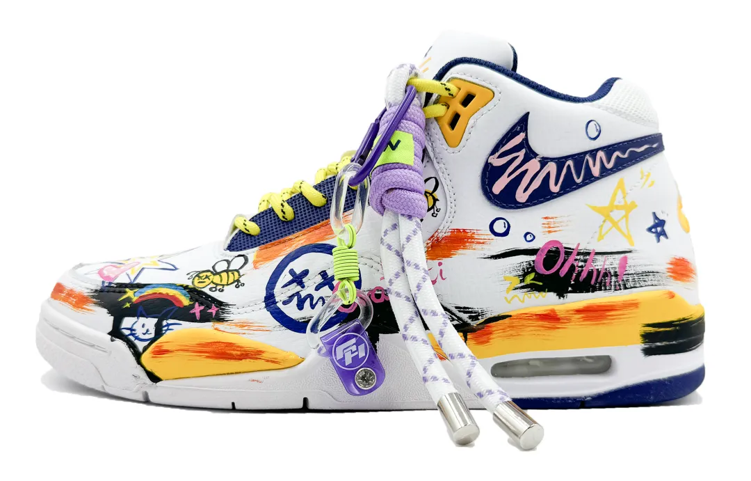 Nike Flight Legacy Slip Resistant Mid top Vintage Basketball Shoes Men's White