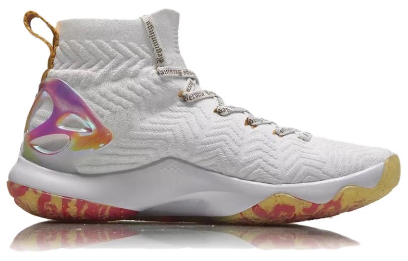 Li Ning CF Tracing The Heart Of Supo Non slip Lightweight High top Vintage Basketball Shoes Men’s White