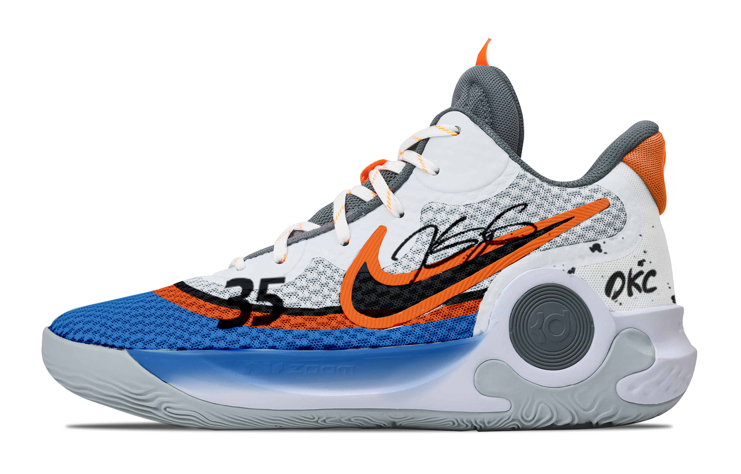 Nike KD Trey 5 IX Thunderous And Vast Cushioning, Wear Resistant Mid top Basketball Shoes Unisex Gray Blue Orange