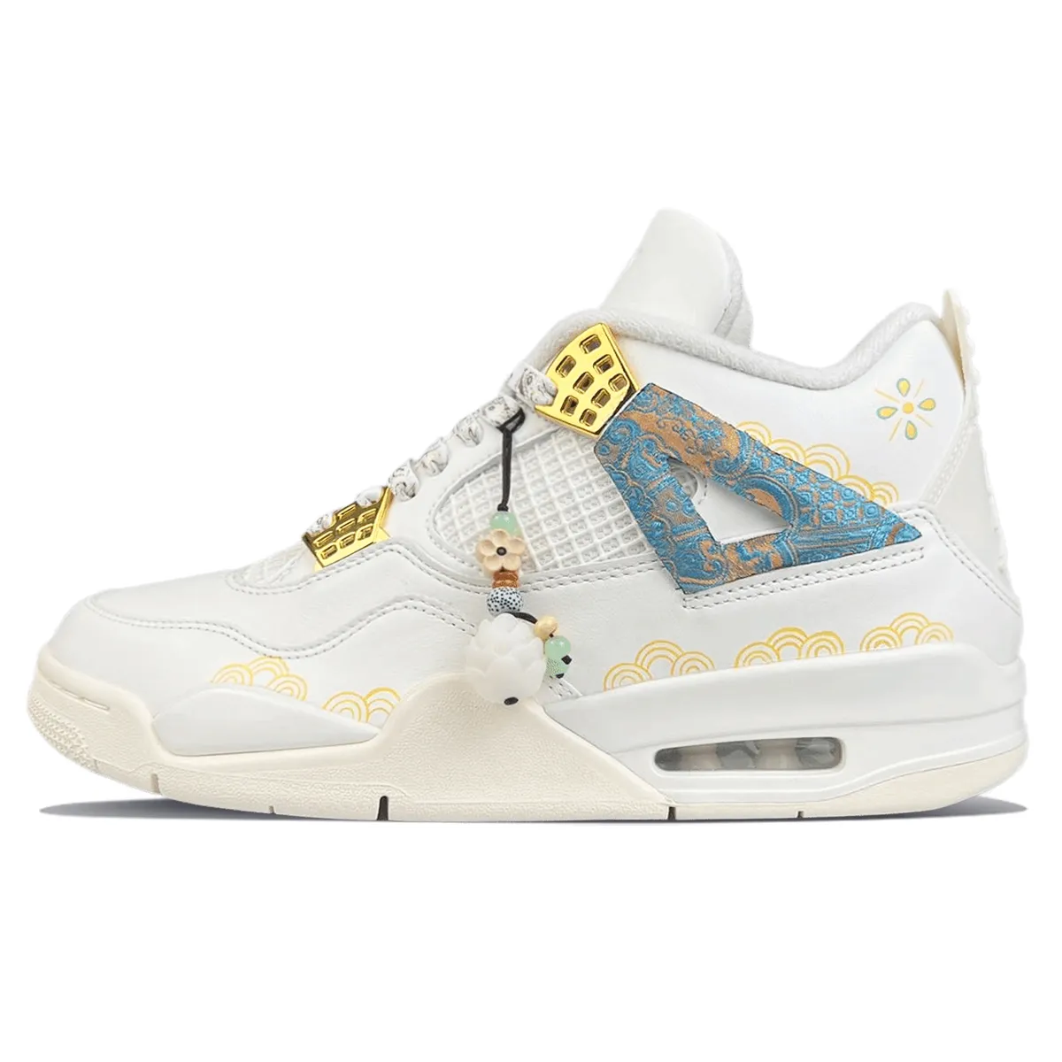 Jordan Air Jordan 4 Abrasion Resistant Abrasion Resistant Mid top Vintage Basketball Shoes Women's White Gold