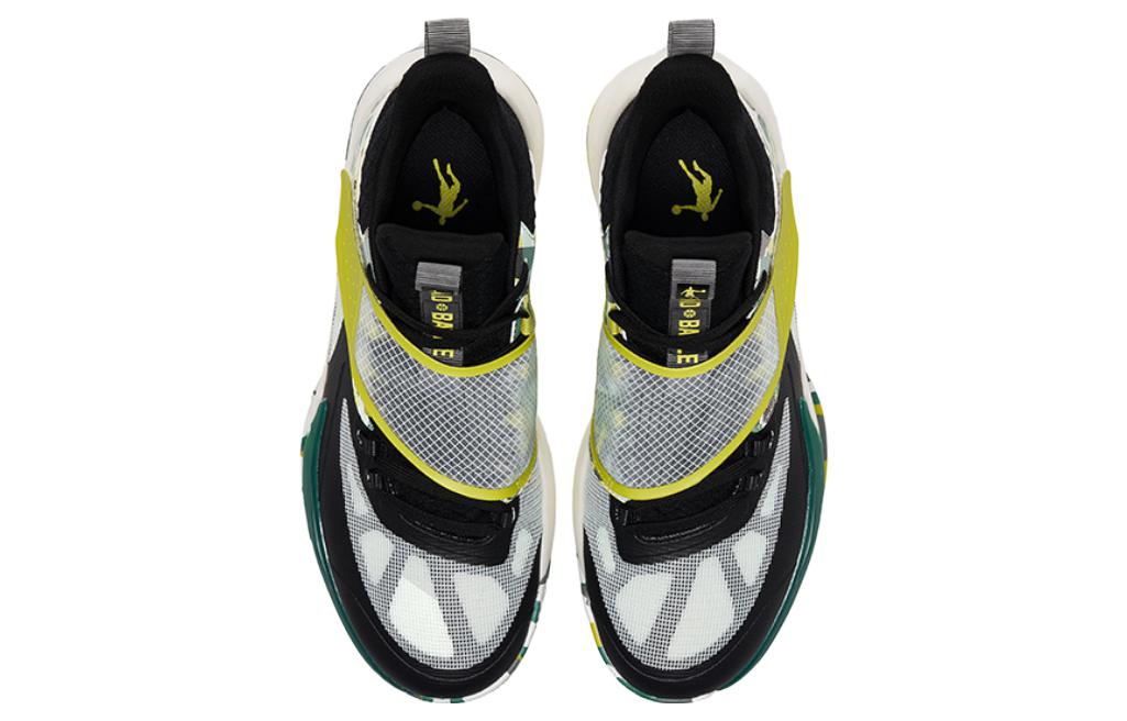 QIAODAN Cushioning Slip Resistant Abrasion Resistant High top Basketball Shoes Men’s Black Green