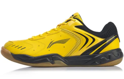 Li Ning Pu Training Cushioning Slip Resistant Low top Badminton Shoes Men's Chromium Yellow