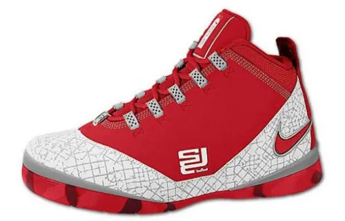 Nike Zoom soldier 2 Team Bank Red White Comfortable Mid Top Retro Basketball Shoes Men's White Red
