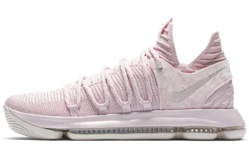 Nike KD 10 OG model, round toe lace-up, low-top practical basketball shoes, same style for men and women, light pink