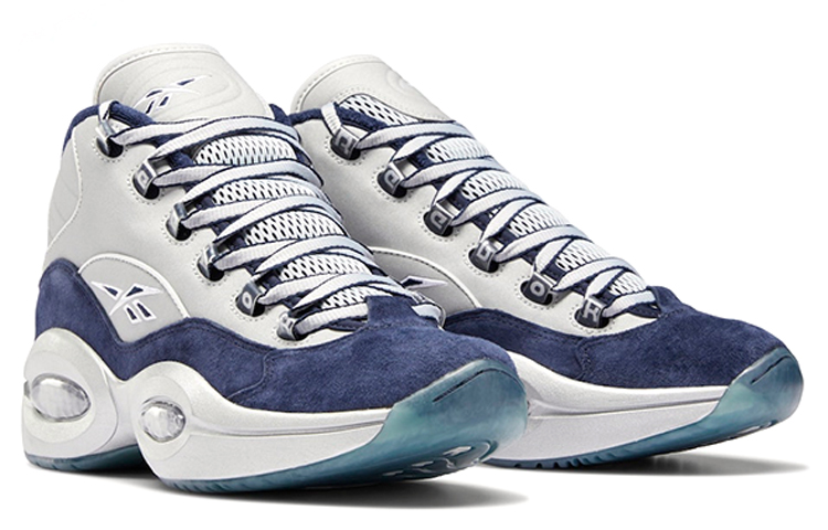 Мужские кроссовки Reebok Question Mid Georgetown (серый / белый / синий) — фото 3