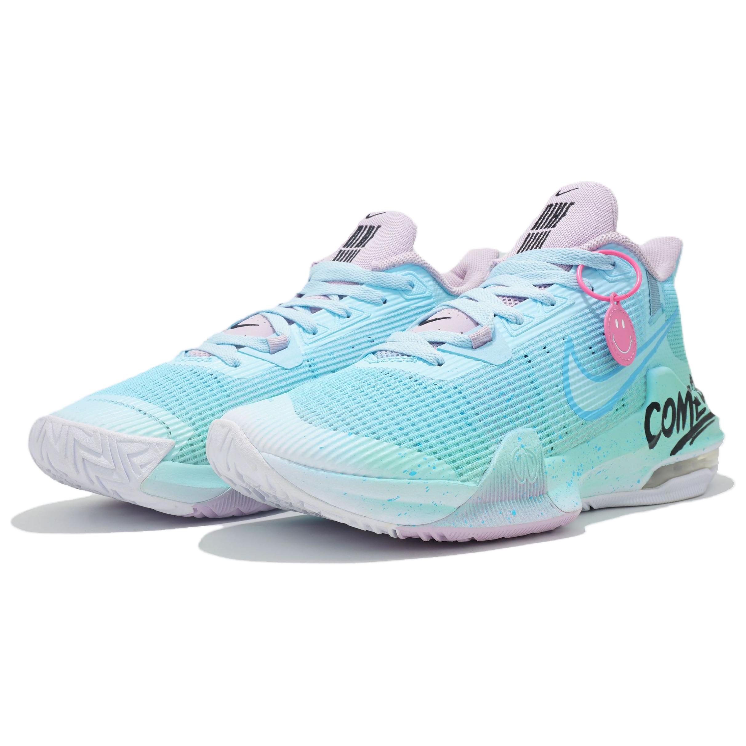 Nike Air Max Impact 3 Fabric Cushioning Slip Resistant Abrasion Resistant Mid top Basketball Shoes Unisex Light Blue