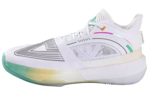 Peak State Maximum Triangle 1.0 Mesh Fabric Synthetic Leather Shock Absorbing, Non-Slip and Wear Resistant Mid-top State Maximum, Magic Bullet Shock Absorbing and Wear Resistant Actual Basketball Shoes Men's Large White Green Mojito