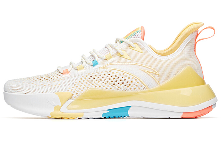 Anta KT Light Mesh Cushioning Breathable Rebound Low top Basketball Shoes Men's Yellow White
