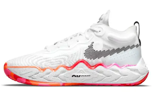 Nike Air Zoom G.T. Run Rawdacious Tokyo Olympics fabric TPU shock-absorbing anti-slip wear-resistant wrapping support mid-top practical basketball shoes men's white rainbow foreign version