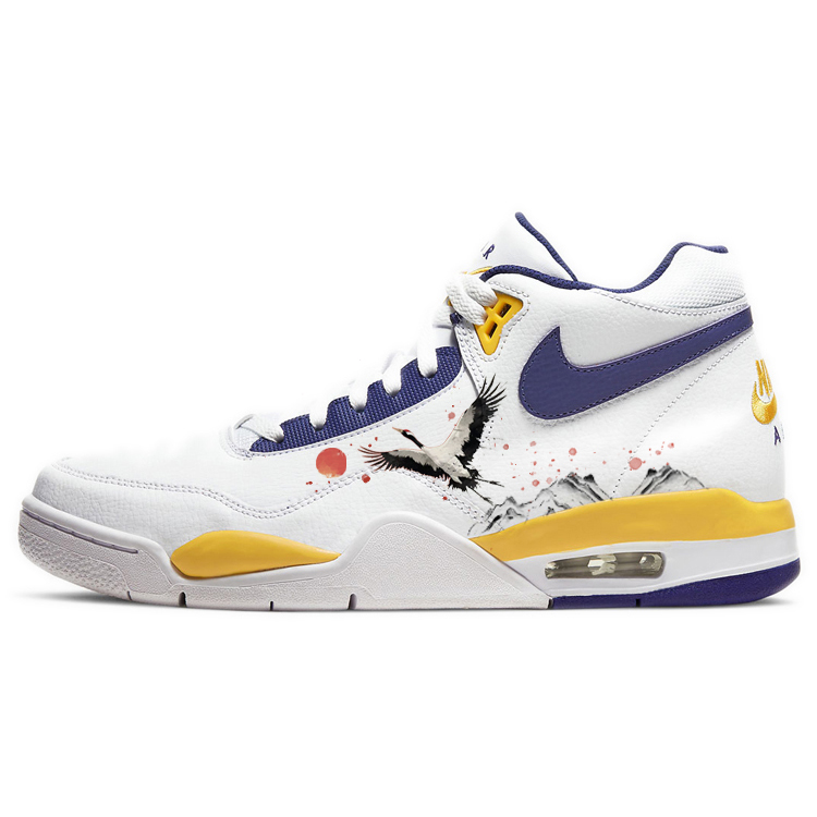 Nike Flight Legacy Cushioning Slip Resistant Abrasion Resistant Mid top Vintage Basketball Shoes Men’s Lakers Yellow