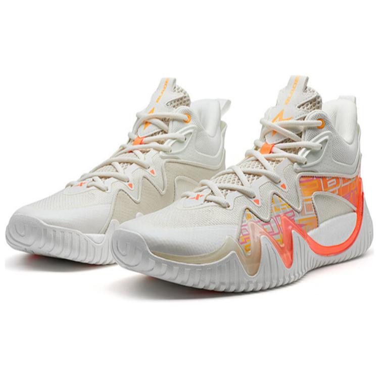XTEP Lingren 1.5 Abrasion Resistant Coverage Lightweight Mid top Basketball Shoes Men’s White Orange