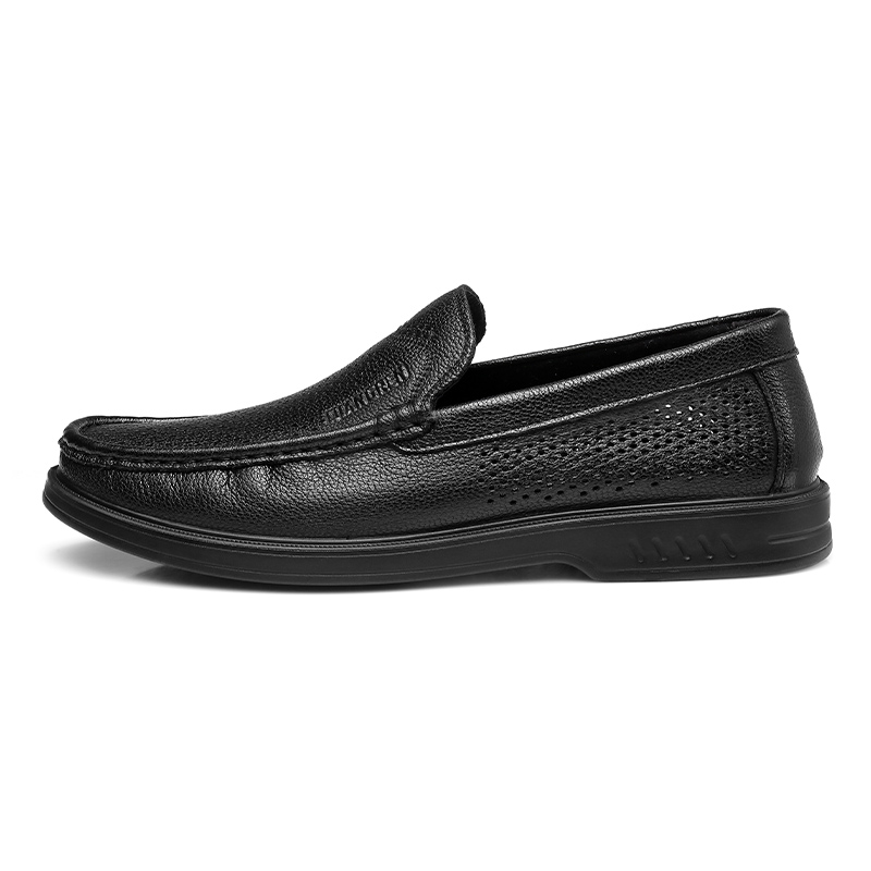 QIANGREN 3515 Summer Leather Shoes For Men Genuine Leather Business Sandal Cut Out Soft Sole Leather Sandal