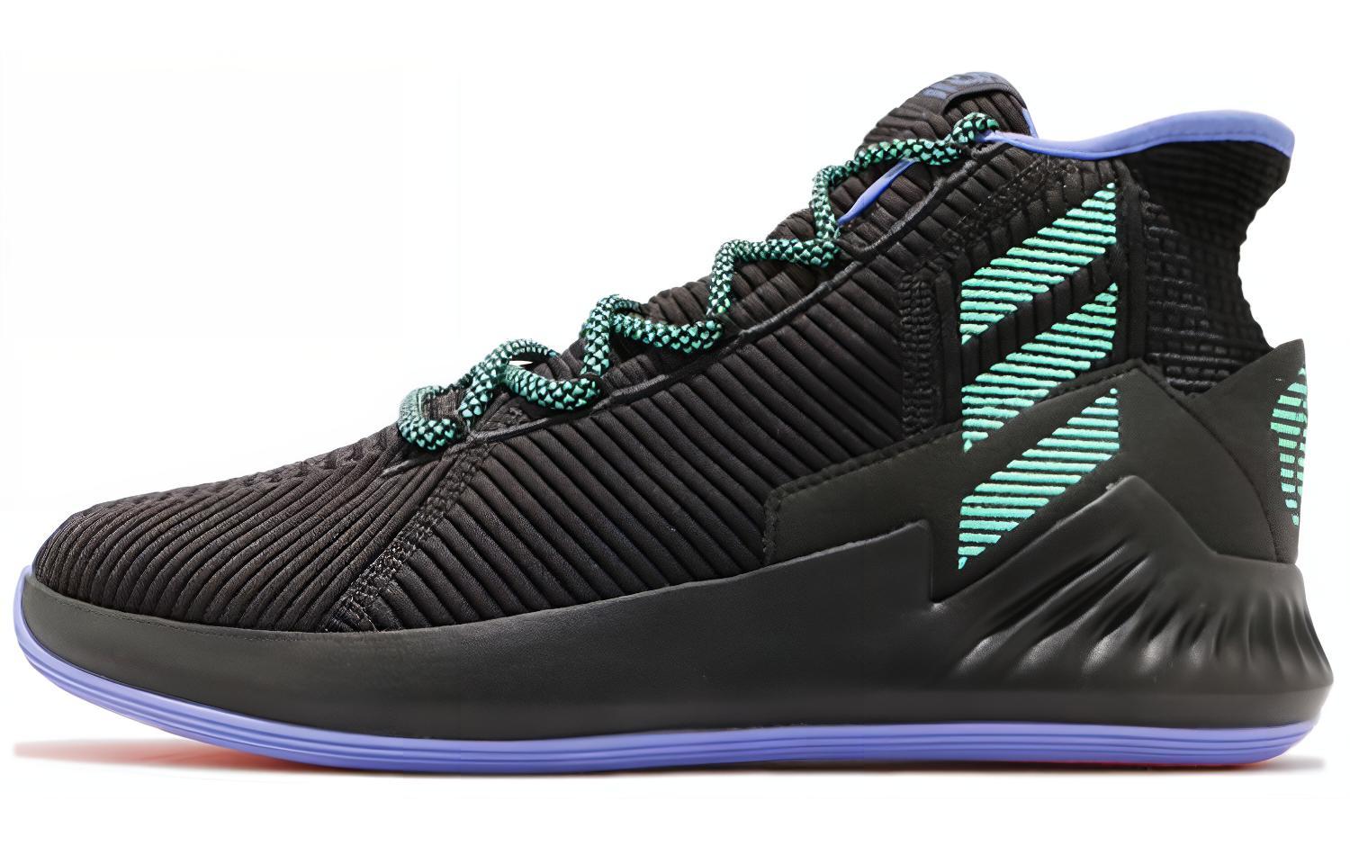 Adidas D Rose 9 Rose mesh non-slip wear-resistant mid-top practical basketball shoes men's black and green