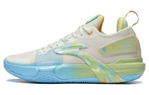 LiNing Li Ning Blitz 9 Premium elasticity and flexibility fabric synthetic leather TPU shock-absorbing anti-slip wear-resistant wrapping support low-top practical basketball shoes men's white blue