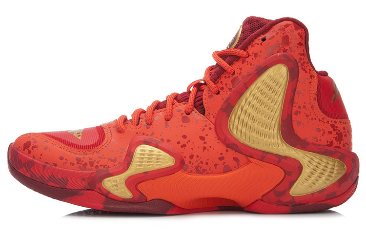 Li Ning Shadow 1 Cushioning High top Basketball Shoes Unisex Red Yellow