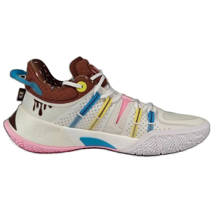 Li Ning CJ 2 Donut Comfortable Cushioning Lightweight Rebound Low top Basketball Shoes Men’s White Brown