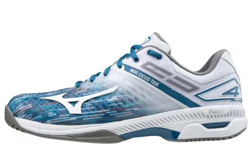 Mizuno Wave Exceed Tour 4 Ac Cushioning Slip Resistant Abrasion Resistant Low top Tennis Shoes Blue White